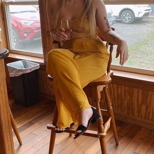 Yellow Strapless Jumpsuit